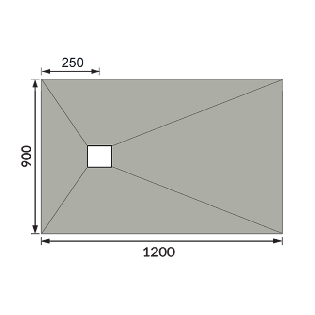 ProWarm ProTray End Drain Wet Room Shower Tray Former 1200mm x 900mm  | Dimension Image