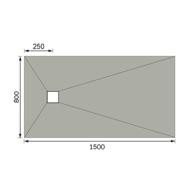 ProWarm ProTray End Drain Wet Room Shower Tray Former 1500mm x 800mm  | Dimension Image