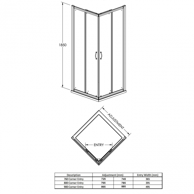 Purity Advantage Corner Entry Shower Enclosure 760mm x 760mm - 6mm Glass