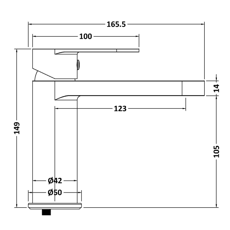 Delphi Cargo Chrome Mono Basin Mixer Tap  | Dimension Image