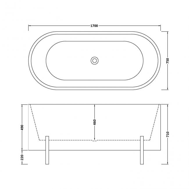 Delphi Cauldron Modern Freestanding Bath 1700mm x 750mm (inc Cradle/Stand)