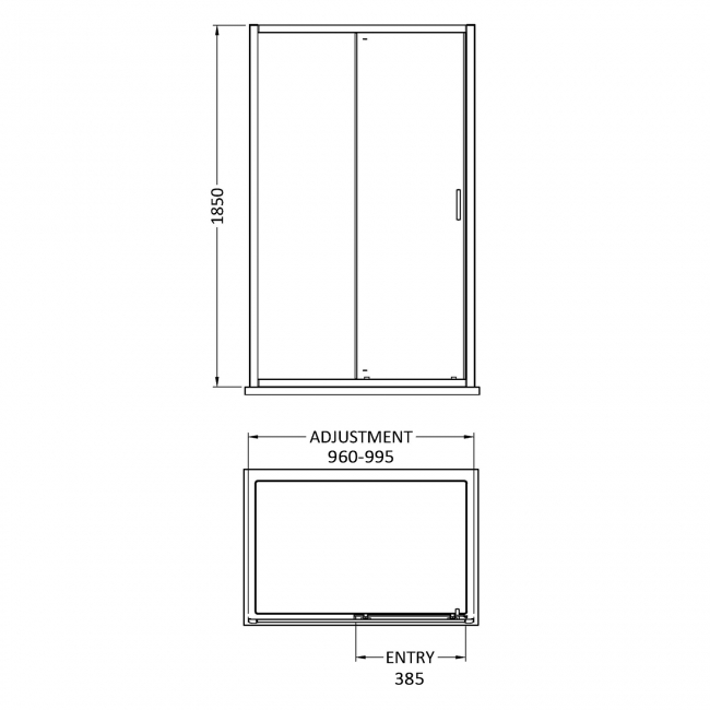 Delphi Expressions Chrome Sliding Shower Door 1000mm - 6mm Glass