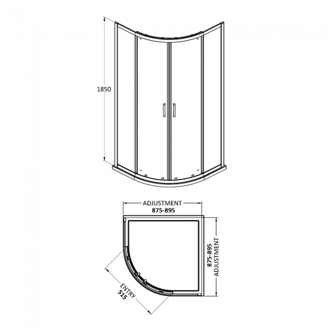 Delphi Expressions Brushed Brass Quadrant Shower Enclosure 900mm x 900mm - 6mm Glass