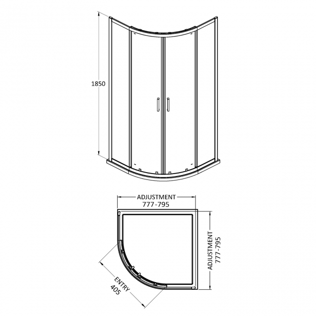 Delphi Expressions Brushed Brass Quadrant Shower Enclosure 800mm x 800mm - 6mm Glas
