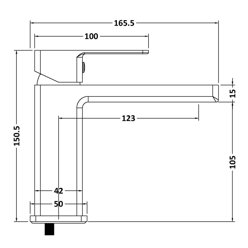 Delphi Fathom Chrome Mono Basin Mixer Tap  | Dimension Image