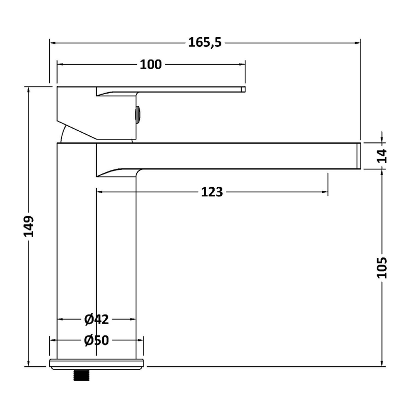 Delphi Port Chrome Mono Basin Mixer Tap  | Dimension Image