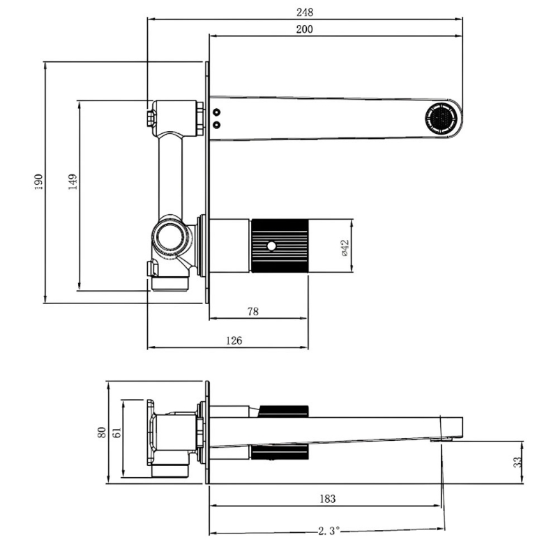 RAK Amalfi Wall Mounted Basin Mixer Tap with Back Plate - Brushed Gold
