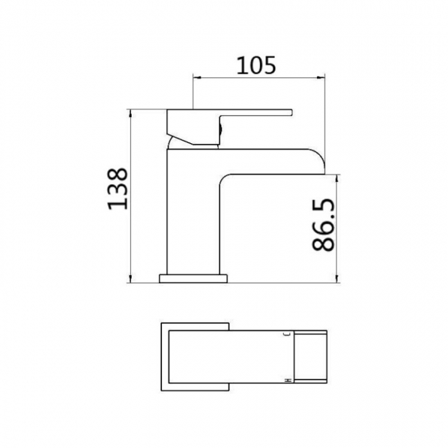 RAK Art Waterfall Flat Mono Basin Mixer Tap - Chrome