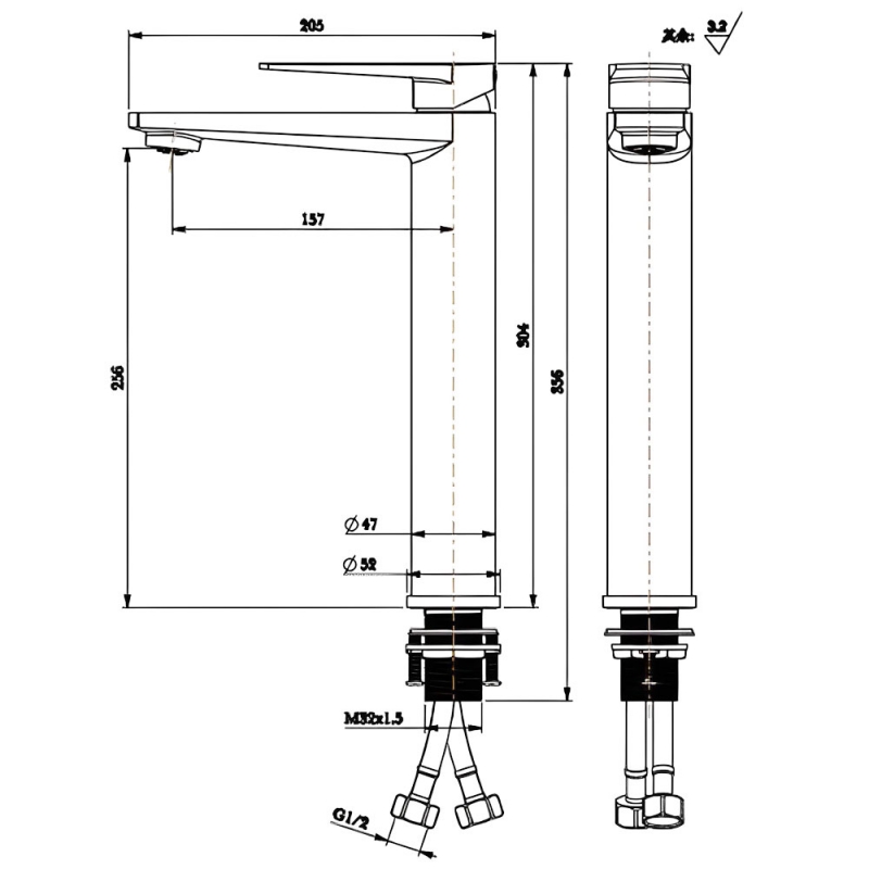 RAK Blade Tall Mono Basin Mixer Tap - Chrome