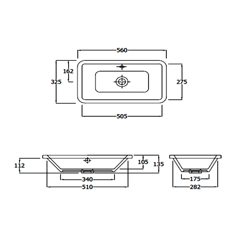RAK Chameleon Inset Counter Basin 560mm Wide - 0 Tap Hole