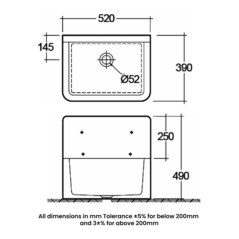 RAK Cleaner Sink 1.0 Bowl 520mm W - Alpine White