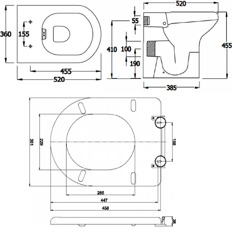 RAK Ceramics Compact Special Needs Toilet COM455BTWPAN+RAKSEAT008