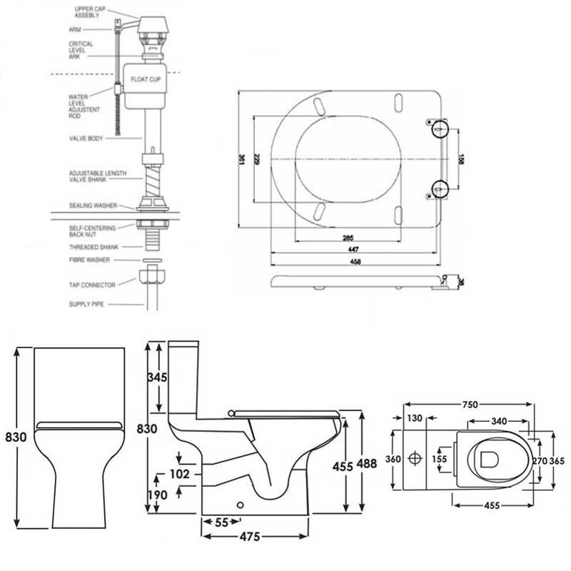 RAK Ceramics Compact Special Needs Toilet CO22AWHA + CO24AWHA + CP305