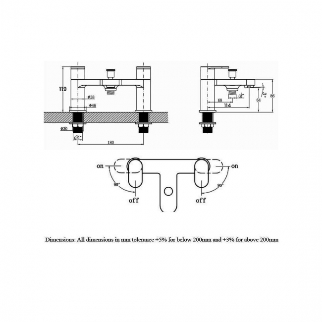 RAK Compact Bath Shower Mixer - Chrome