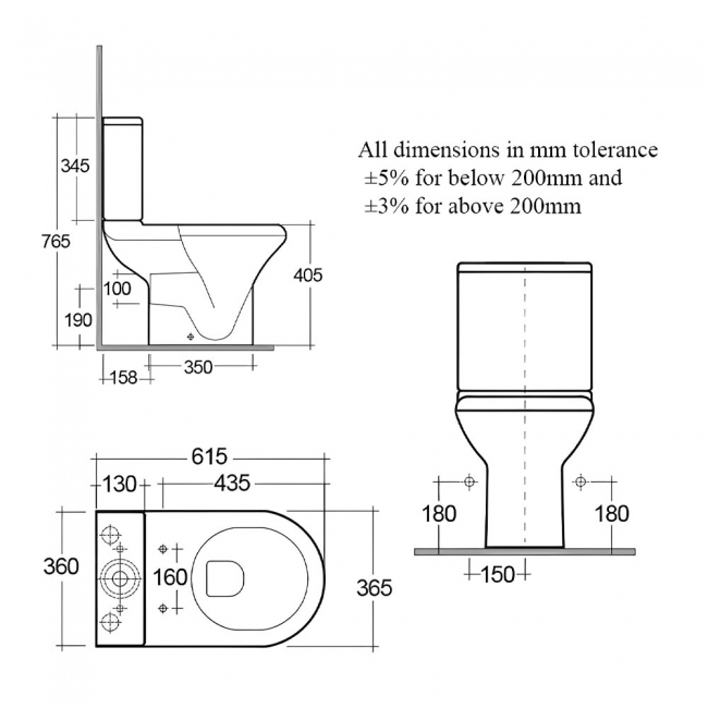 RAK Compact Close Coupled Toilet with Push Button Cistern - Soft Close Seat