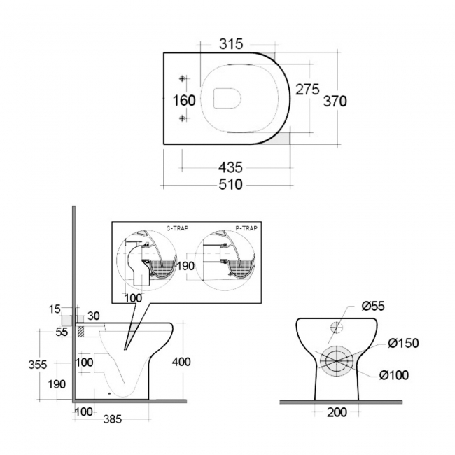 RAK Compact Back to Wall Pan White - Excluding Seat