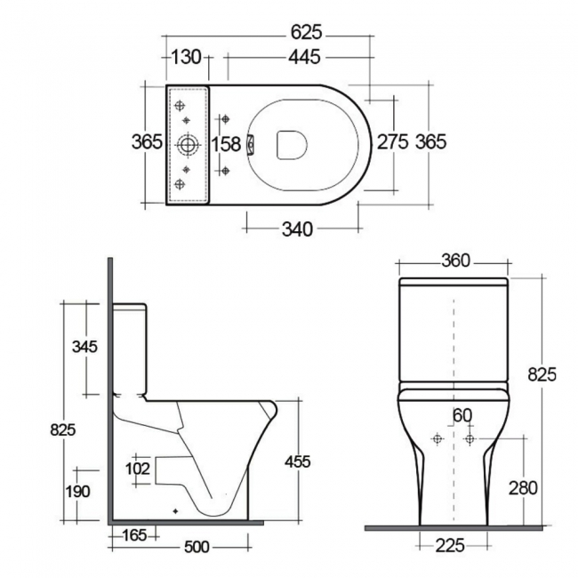 RAK Compact Rimless Flush-to-Wall Pan without Soft Close Seat