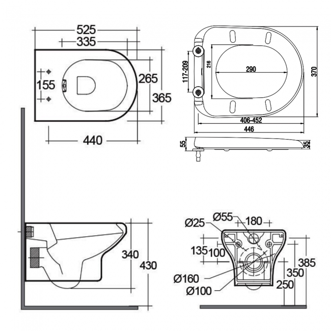 RAK Compact Rimless Wall Hung Toilet with Hidden Fixations - Urea Soft Close Seat