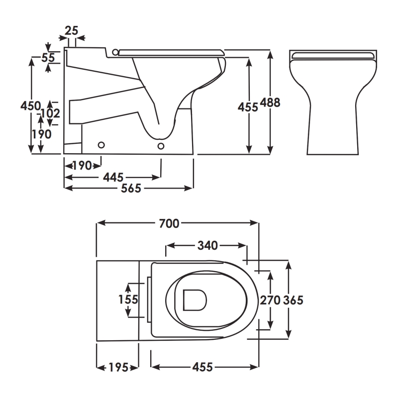 RAK Compact Special Needs Back to Wall Toilet 700mm Projection - Ring Seat