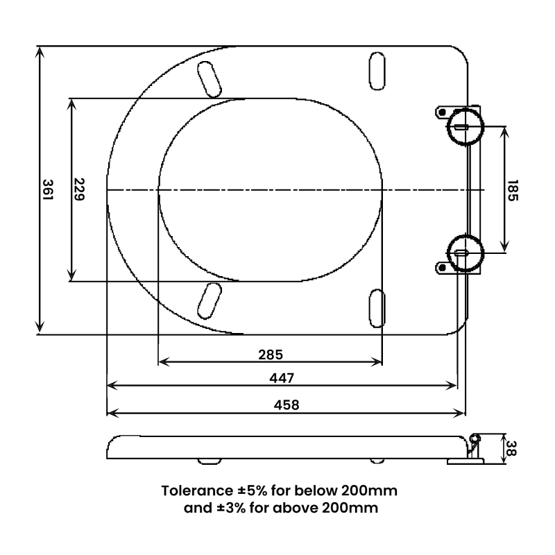 RAK Compact Special Needs Seat In White For Close Coupled And BTW Special Needs WC Pan Without Lid
