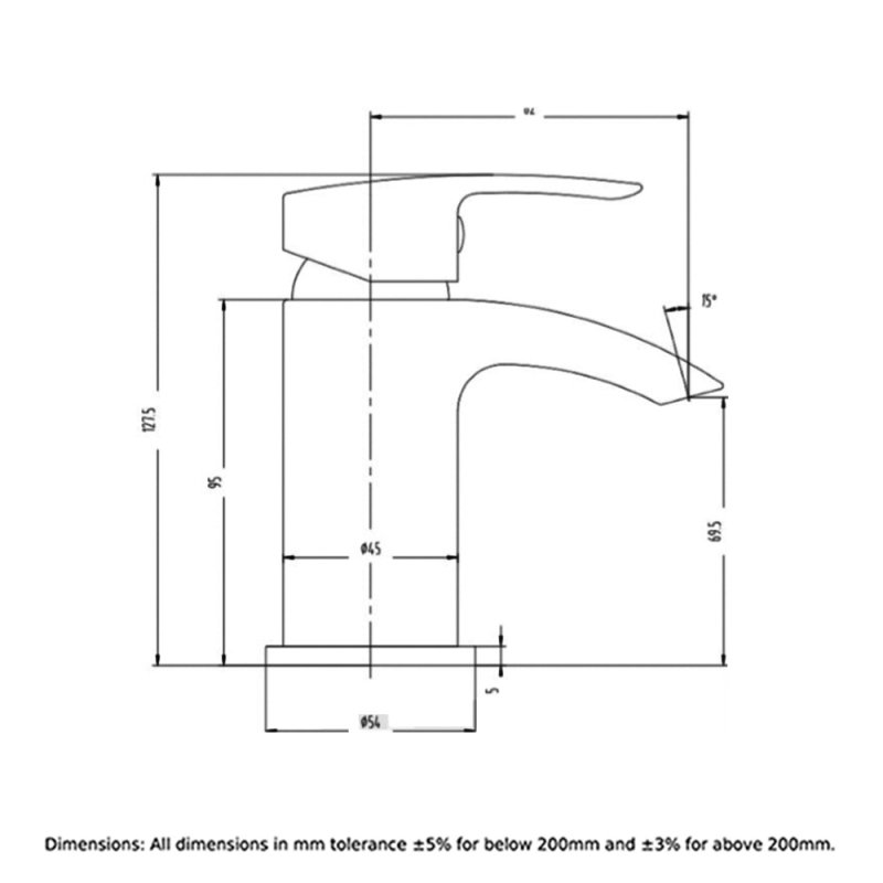 RAK Curve Mini Mono Basin Mixer Tap with Clicker Waste - Chrome