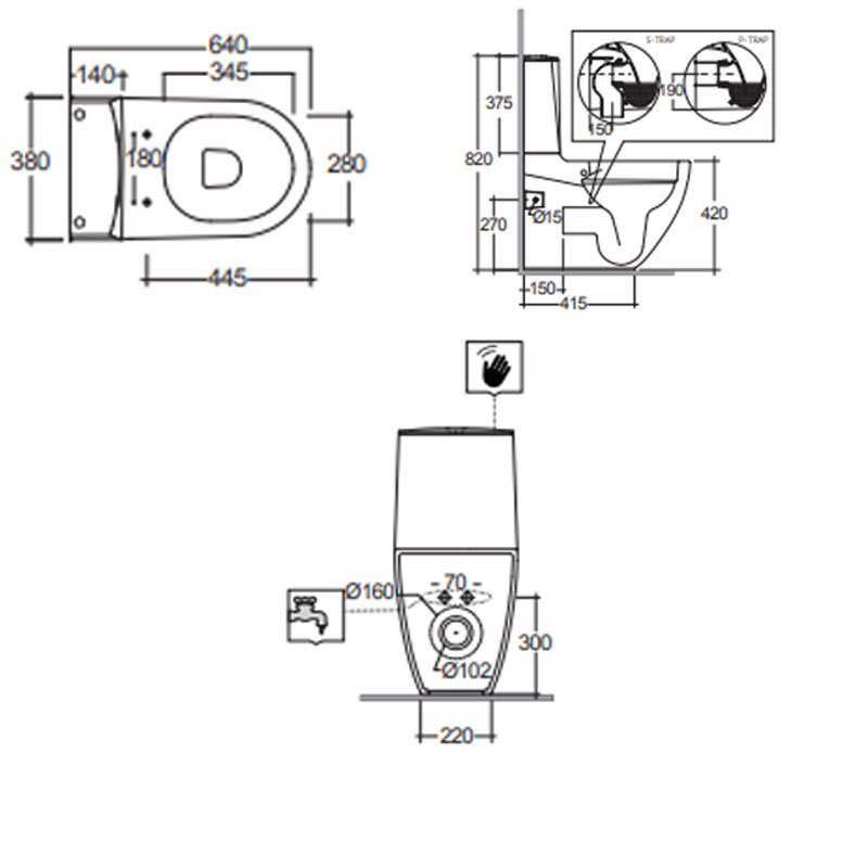 RAK Ceramics Des Toilet DESWC1146AWHA+SENWT1800AWHA+DESSC3901WH