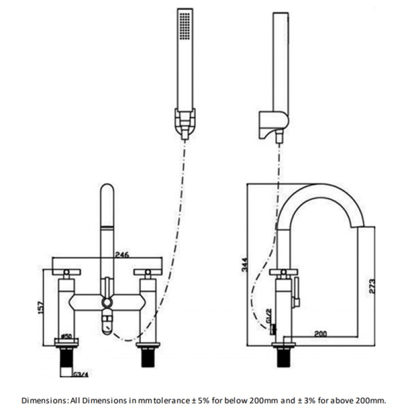 RAK Ella Bath Shower Mixer Tap - Chrome