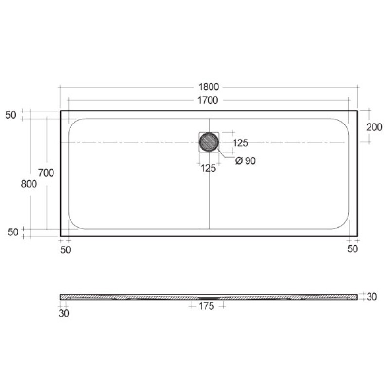 RAK Ceramics Feeling Rectangular Shower Tray 1800mm x 800mm