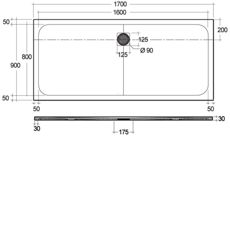 RAK Ceramics Feeling Rectangular Shower Tray 1700mm x 900mm