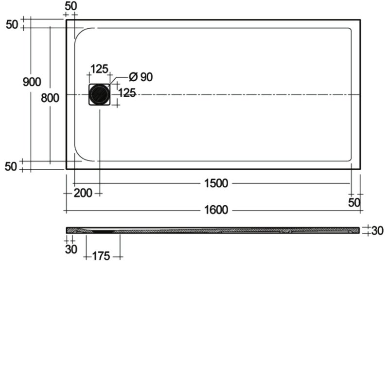 RAK Ceramics Feeling Rectangular Shower Tray 1600mm x 900mm