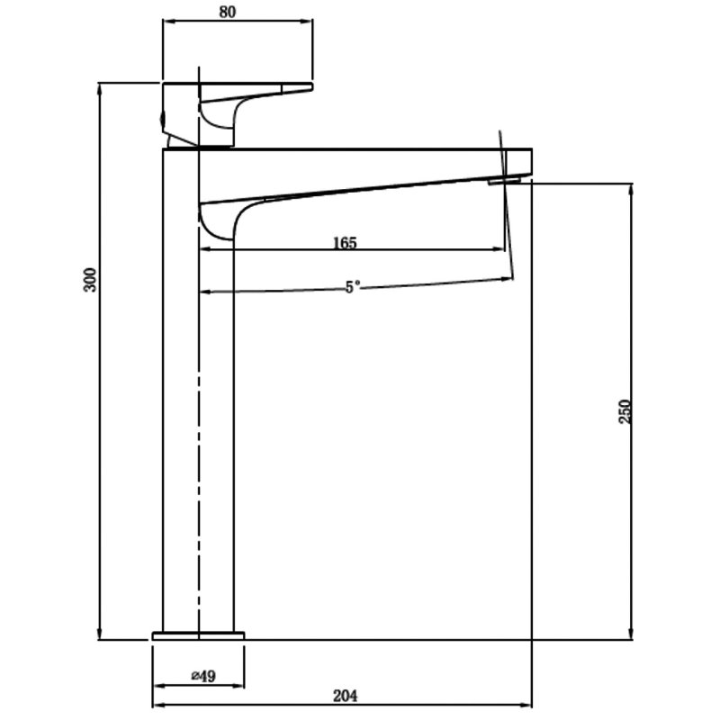 RAK Ischia Tall Basin Mixer Tap Without Waste - Chrome