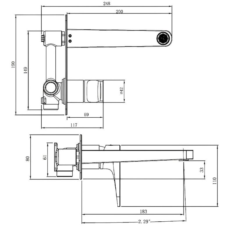 RAK Ischia Wall Mounted Basin Mixer Tap with Back Plate - Matt Black