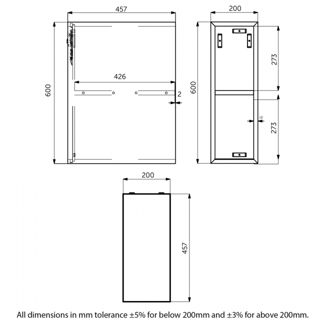 RAK Joy Wall Hung Open Storage Unit 200mm Wide - Grey
