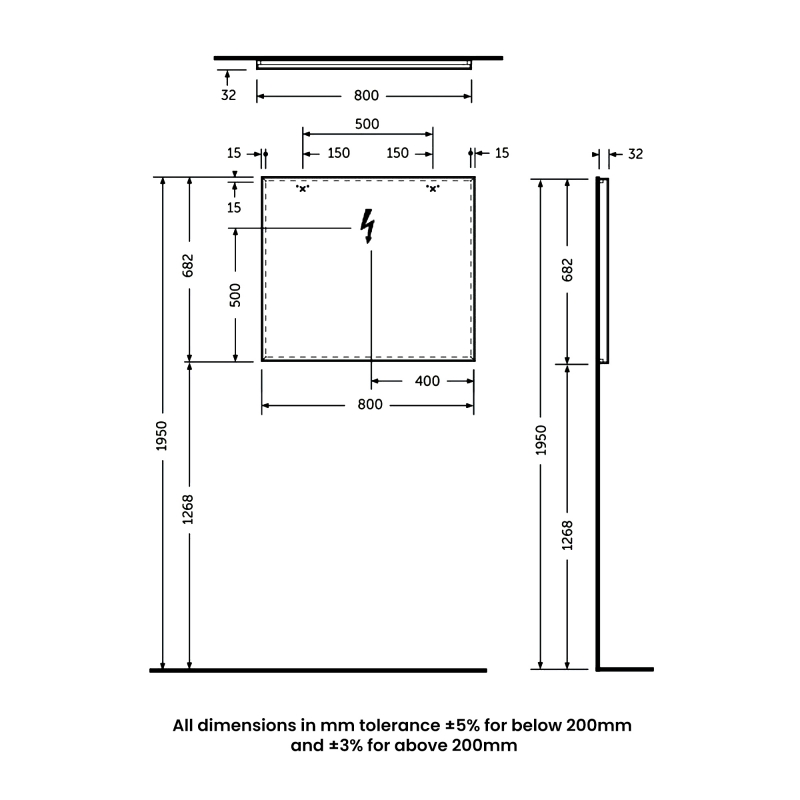 RAK Joy Wall Hung Bathroom Mirror 680mm H x 800mm W