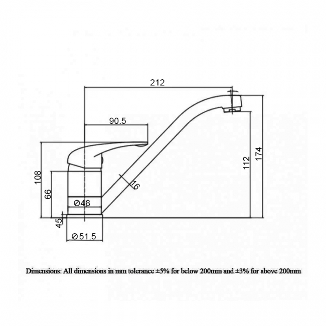 RAK Kitchen Modern Sink Mixer Tap - Chrome