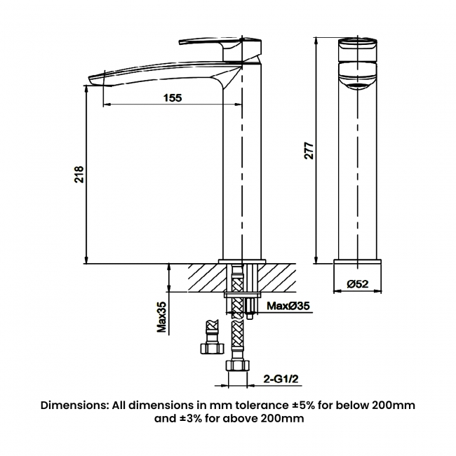 RAK Mercury Tall Basin Mixer Tap - Chrome