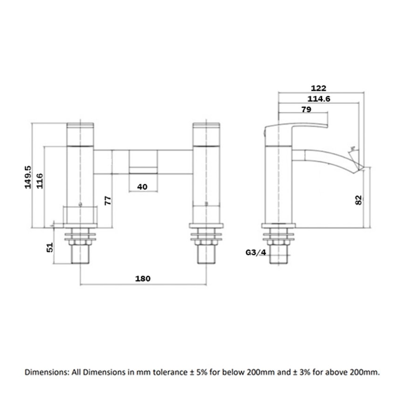 RAK Metropolitan Bath Filler Tap - Chrome