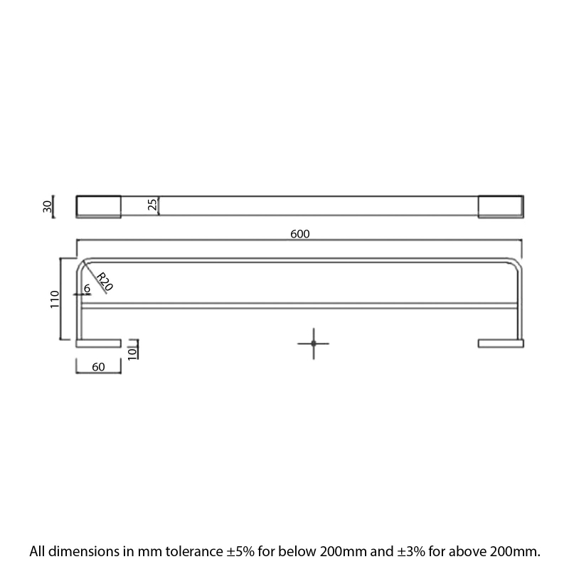 RAK Moon Double Towel Bar 600mm Wide - Black
