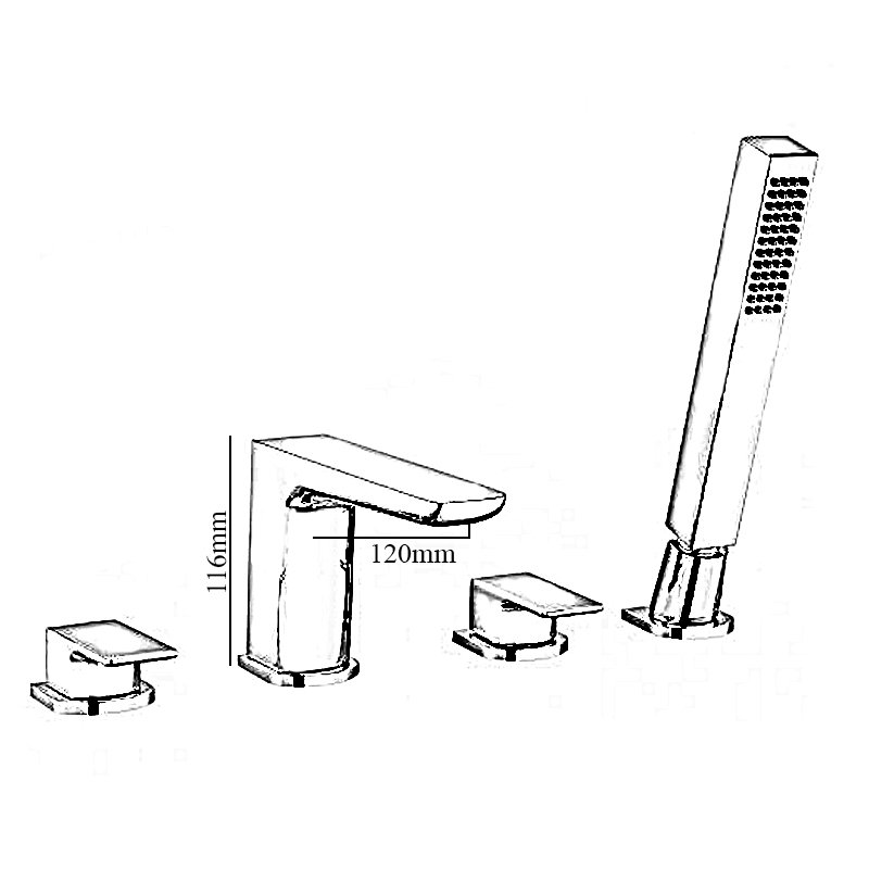 RAK Moon 4-Hole Bath Shower Mixer Tap Pillar Mounted - Black