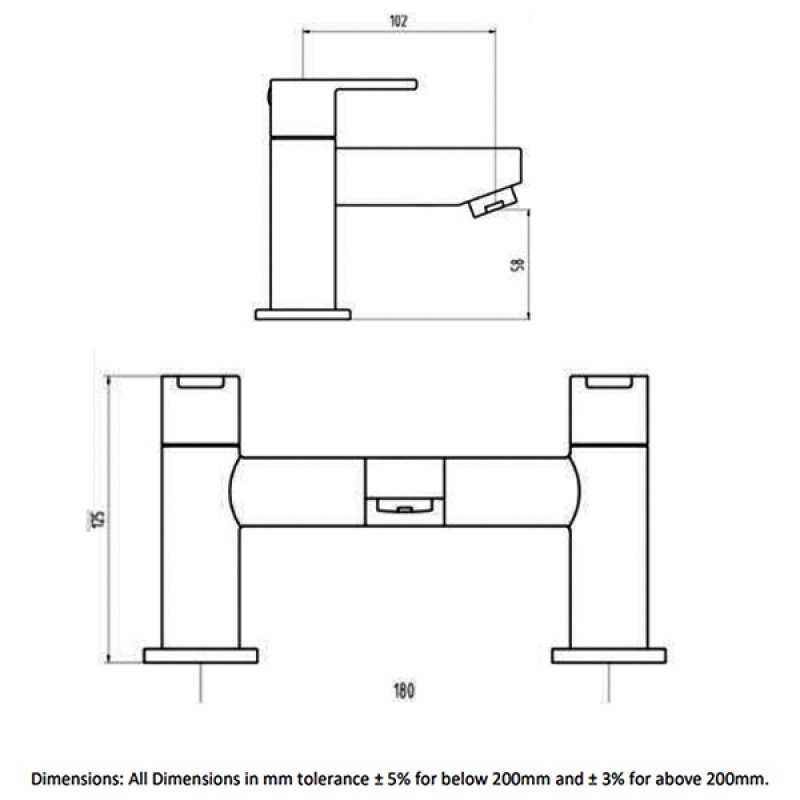 RAK Morning Dual Lever Bath Filler Tap - Chrome