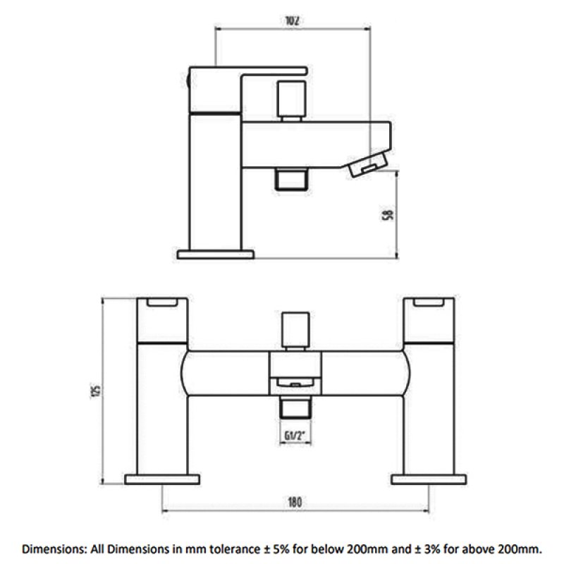 RAK Morning Bath Shower Mixer Tap Pillar Mounted - Chrome