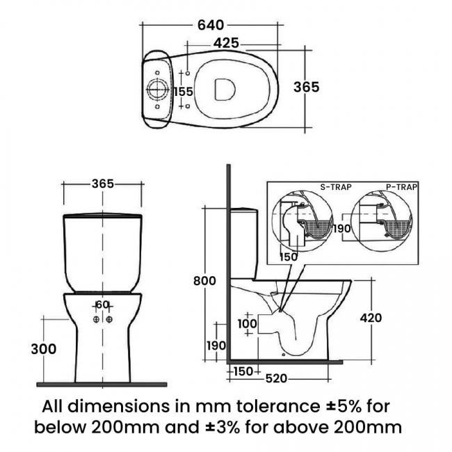 RAK Morning Rimless Back to Wall Close Coupled Toilet with Push Button Cistern - Soft Close Seat