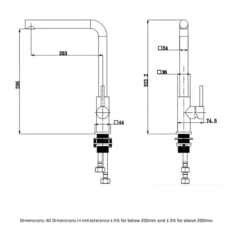 RAK Munich Kitchen Sink Mixer Tap Side Lever Handle - Chrome