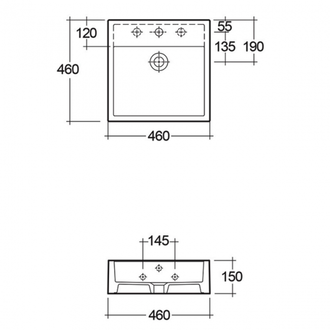 RAK Nova Sit-On Countertop Basin 460mm Wide - 1 Tap Hole