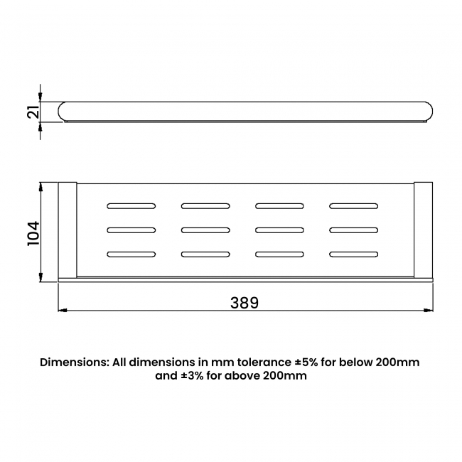 RAK Petit Round Bathroom Shelf 389mm Wide - Chrome