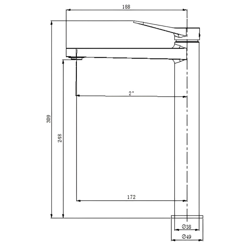 RAK Petit Round Tall Basin Mixer Tap Without Waste - Brushed Gold