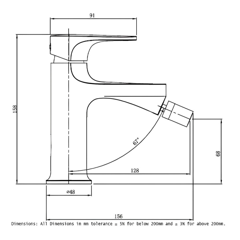 RAK Portofino Bidet Mixer Tap Without Waste - Brushed Gold