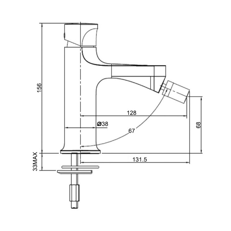 RAK Positano Bidet Mixer Tap Without Waste - Chrome