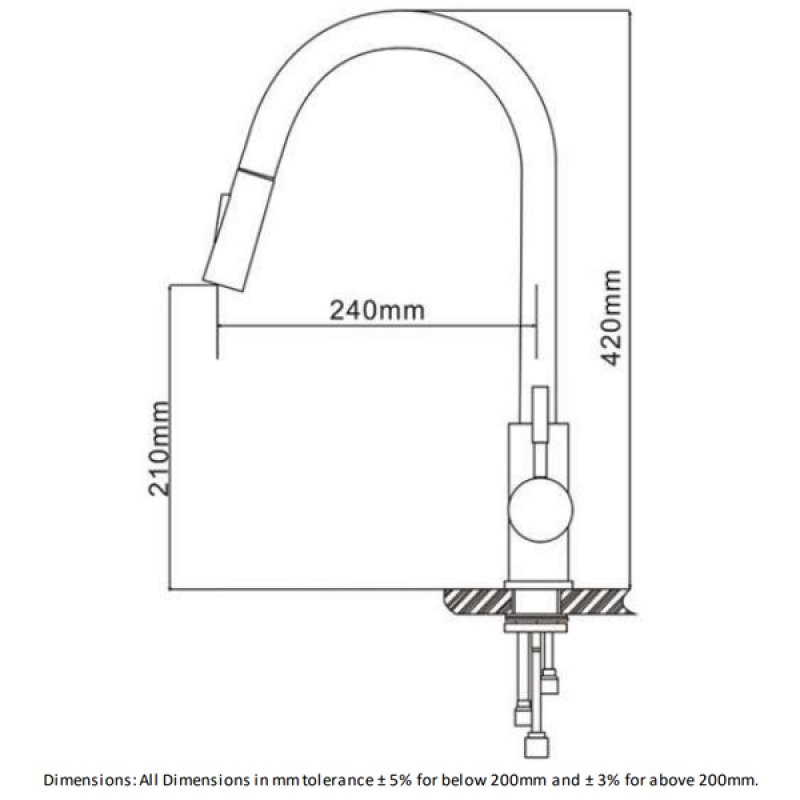 RAK Prague One Touch Kitchen Sink Mixer Tap with Pull Out Spout - Chrome