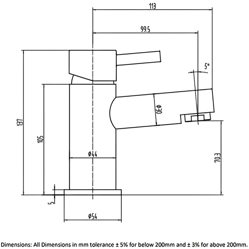 RAK Prima Mini Mono Basin Mixer Tap with Waste - Chrome